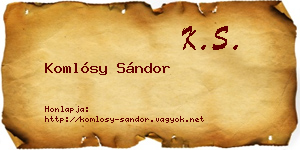 Komlósy Sándor névjegykártya