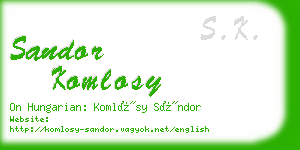 sandor komlosy business card